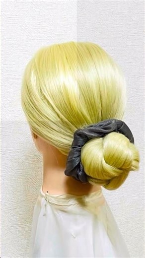 簡単ヘアアレンジ 学校早技シュシュ School Scrunchie Hairstyle〜Full ver.〜 #簡単ヘアアレンジ #backtoschool #shorts #short