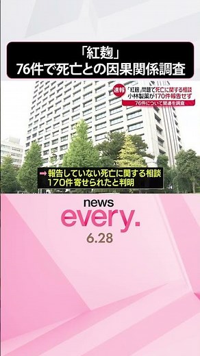 【速報】「紅麹」小林製薬に死亡に関する相談170件 うち76件で死亡との因果関係調査 #shorts