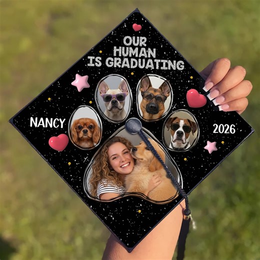 Our Human is Graduating Grad Cap Topper, Personalized Pet Photo Graduation Cap, Dog Mom Grad Cap Decor, Custom Dog Graduation Gift 2026 - Etsy UK