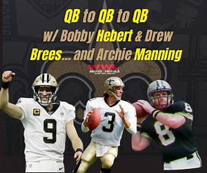 3 WHO DAT Legends: Drew Brees, Bobby Hebert, & Archie Manning join SportsTalk as we go live for a very special edition of QB to QB (to QB) as we celebrate the Manning Family Children's for the Light Up The Season Radiothon. Bobby and Archie will be live, on location. So stop by. Tune in. Donate. Make a difference. Starts at 4:45. Don’t miss out. FULL SHOW 🔊 https://www.audacy.com/podcast/sportstalk-with-bobby-hebert-05d3e/episodes/qb-bonanza-brees-manning-and-hebert-swap-saints-war-stories-live