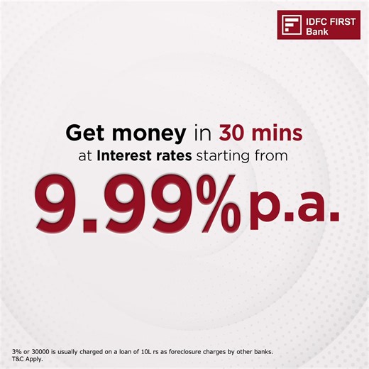 From dream vacations to emergency needs—IDFC FIRST Bank’s FIRSTMoney Smart Personal Loan gives you quick access to money with complete flexibility. 100% digital. *T&C apply | IDFC FIRST Bank