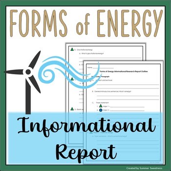 Informative & Expository Writing Prompt | Forms of Energy Essay  | 4th Grade
