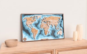 3D World Map | Laser Cutting Files for Creating Multilayered Wall Art Available in SVG, AI, DXF, and Lightburn Format - Etsy