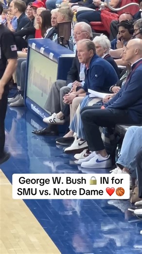 Jonah Javad on Instagram: "George W. Bush 🔒 IN for SMU MBB vs. Notre Dame ❤️🏀"