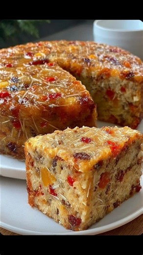 This easy never fail fruit cake is the kind you make once and then keep coming back to because it’s simple and it actually tastes good not dry not weird just rich and cozy with a little fruit in every bite I start by getting the oven on and greasing the pan then I mix the dry ingredients in one bowl and the wet ingredients in another nothing fancy just stir until it comes together then I fold in the fruit and nuts at the end so they don’t sink and I like to dust them with a little flour first be