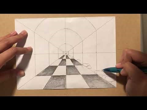 1 Point Perspective drawing Sea Aquarium STEP-BY-STEP