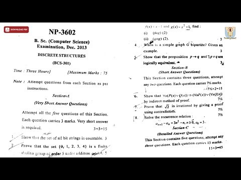 BSC 3RD SEM CS DISCRETE STRUCTURES NP DEC 2013 | CCSU