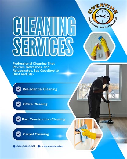 ✨ At Overtime Building Maintenance, we don’t just clean buildings — we elevate them. ✨ From daily janitorial care to specialized maintenance solutions, our team is committed to delivering consistent, reliable, and high-quality service that keeps your spaces safe, polished, and ready for the people who use them every day. Whether it’s an office, residential building, commercial facility, or community space, we take pride in doing the work the right way, with attention to detail and the profession