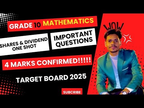 GRADE 10 MATHS SHARES AND DIVIDEND| ONE SHOT IMPORTANT QUESTIONS| 3 MARKS CONFIRMED| ICSE BOARD 2025