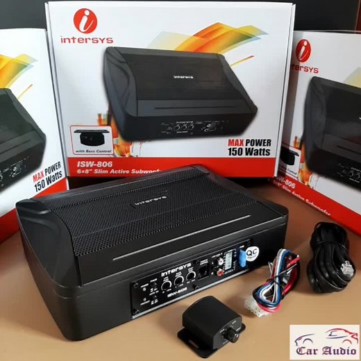 SUBWOOFER KOLONG 8 INCH INTERSYS ISW 806 ORIGINAL Spesifikasi : *150 Watts MAX / 80 Watts RMS *Heavy Duty Mounting Feet *PWM MOSFET Power Supply *High Level Inputs with Auto turn-on Tehnology *Low Level RCA input *Adjustable Input Sensitivity *Soft Delayed Remote Turn-on *Thermal Protection Circuit Short Protection Circuit * Overload Protection circuit *Green Power/Red Protect LEDs *Phase Switch: 0° or 180° *Low Pass Filter: 50Hz - 150Hz *Bass Boost: 0-12dB @ 45Hz *Built in Subsonic Filter @ 20H