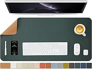 Cork Desk Mat - Dual-Sided Desk Pad for Office and Home - Desk Organization and Accessories - Ideal for Large Mouse Pad and Desk Mats on Top of Desks(Dark Green,90cmx 43cm)