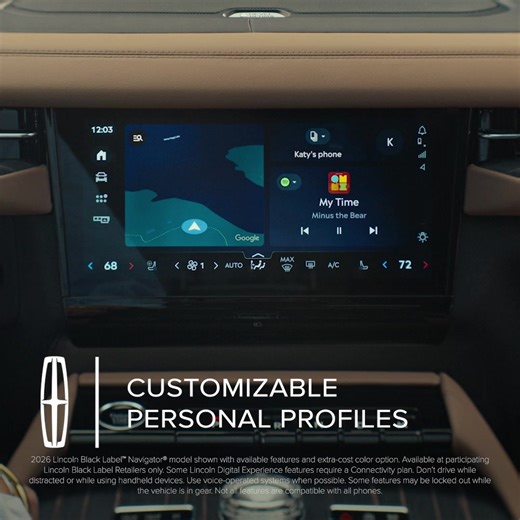 The new 2026 Lincoln Navigator Black Label SUV provides memory settings for sideview mirrors, audio, climate, and more. | Lincoln
