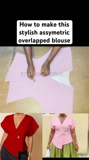 How to make a stylish assymetric overlapped blouse with dolman sleeves #youtubeshorts #shorts #shots