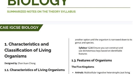 Znote CAIE IGCSE知识点总结电子资料，包含化学、物理、生物、经济四大学科PDF资料，最新2023-2025版本。 资料都是清晰完整的总