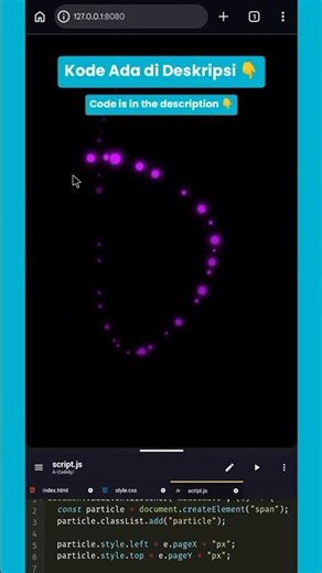 Membuat Efek Kursor Bergerak 🔥 | HTML CSS JavaScript Tutorial #shorts #coding