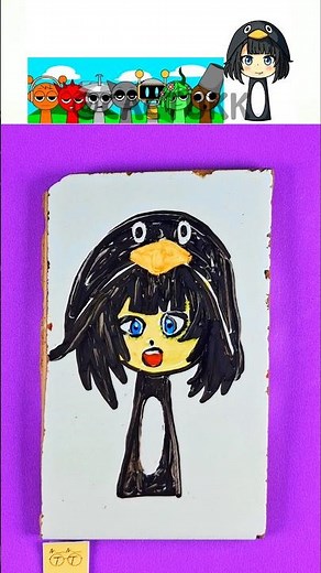 Sprunki 🎵 I Drew Goo Goo Gaga Penguin 🐧 With Water Painting Pen 🖍️ #sprunki 🎶
