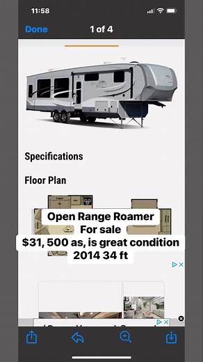 Open Range Roamer For sale $31, 500 as, is great condition 2014 34 ft travel trailer for sale. | Cedar Oaks RV Camp