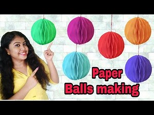 DIY Easy Party Decorations Ideas||Paper balls making... Easy paper craft!..ArtHolic KM