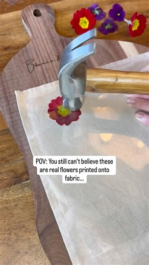 Hammer printing REAL flowers onto fabric