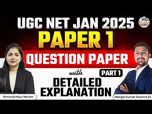 Ugc Net Paper 1 Jan 2025 Question Paper Solution With Explanation | Part 1 | By Mangal Sharma Sir