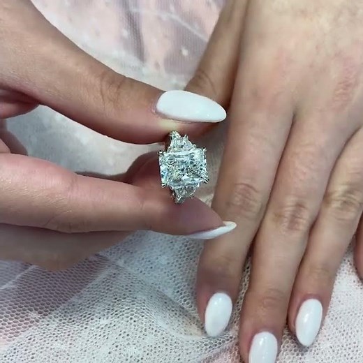 3.7 Carat Radiant Cut Diamond Three-Stone Engagement Ring