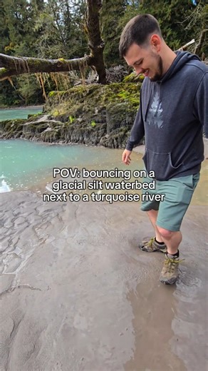 The world's weirdest beach!😮 Have you ever bounced on a natural trampoline?😋 Share with someone who needs to see how weird and wonderful nature can be!🌎🤗 We found the most oddly satisfying texture on Earth…the ground is literally rearranging itself beneath us!🌀🤯 And we found it accidently! We were on a fall road trip when we spotted some vibrant turquoise water peeking through the trees. We have a road trip rule that if anything catches our eye, we must stop and check it out!😜 Curiosity w