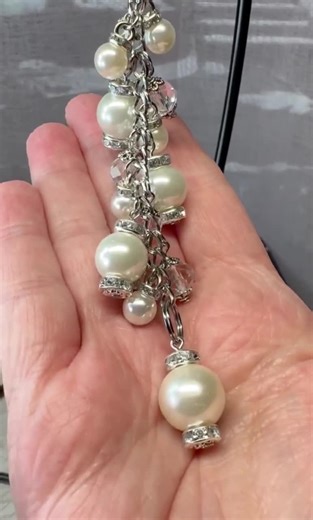 Pearl Purse Charm - Beaded Purse Dangle - Handbag Bling - Crystal Purse Charm