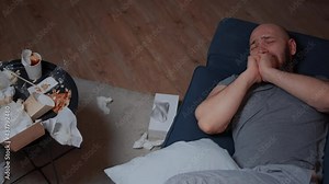 Desperate, traumatized, scared, shocked man unwilling to stop crying because health diagnostic threw him in depression state feeling ill, alone and frustrated suffering from anxiety, bipolar disorder