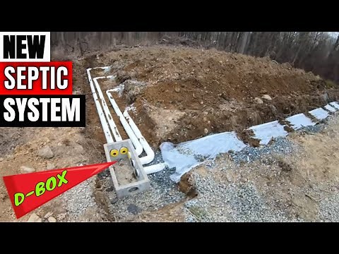 NEW Septic System Install with distribution D-box stone & pipe conventional Leach field on homestead