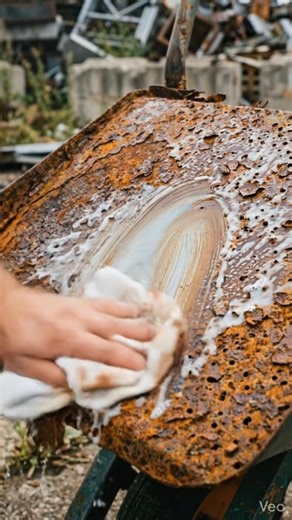Extreme Rust Cleaning Transformation | Wheelbarrow Tray Restoration Macro Shot