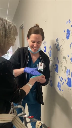 When you finish the physical therapy program, your handprint goes on the wall 🫟