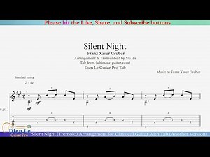 Silent Night (Tremolo) Arrangement for Classical Guitar with Tab (Another Version)
