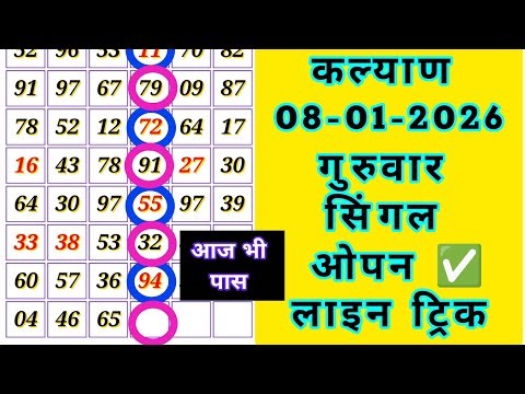 Kalyan Single open Jodi Trick 08/01/2026 Kalyan Matka today,Kalyan Jodi chart analysis #kalyan_matka