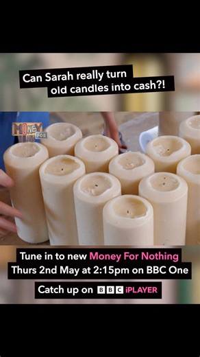 Sarah gets creative with candles in today’s BRAND NEW episode of Money For Nothing, BBC One @ 2.15pm or catch up on BBC iPlayer. https://www.bbc.co.uk/iplayer/episodes/b077nzdc/money-for-nothing | Money For Nothing