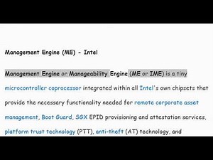 What is Management Engine ME Intel ? Management Engine ME Intel explained