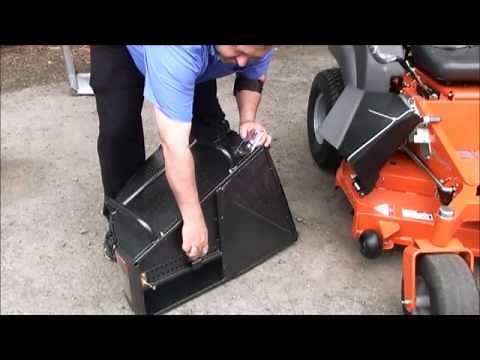 RCEX Grass Catcher mounted to a Husqvarna Riding Mower by Rack'em Mfg