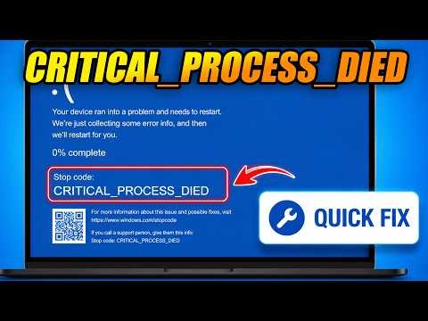 How to FIX CRITICAL_PROCESS_DIED BLUE SCREEN BSOD in WINDOWS FULL GUIDE