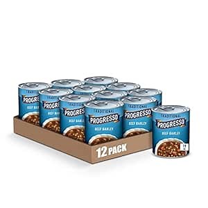 Progresso Traditional, Ready to Serve Beef Barley Soup, 19 oz. (Pack of 12)