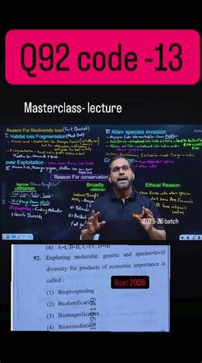 Saare Batch Mein Bataya Tha 😱 Q92 Code 13 NEET 2026 Biology 🚀 #neet2026 #tarunsir #shorts #botany