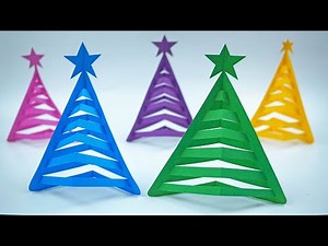 How to Make Christmas Tree With Paper Easy - Paper Cutting Crafts For Xmas Decorations