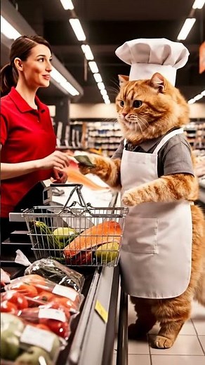 Chef Cat Buys Salmon Fillets to Cook a Delicious Meal!
