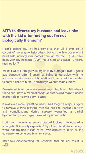 🦀 AITA to divorce my husband and 🐁 leave him with the kid after finding out I'm not biologically the mom? See link below ⬇️ https://dvrl.me/gQnYd | Baby Cartoons
