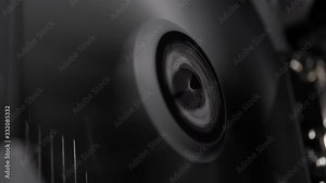 Inside of the computer case. Law of cooling fan.