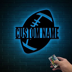Football Metal Wall Art With LED Light, Personalized Football Player Name Sign, Sports Sign, Football Wall Decor Art, Football Team Gift - Etsy