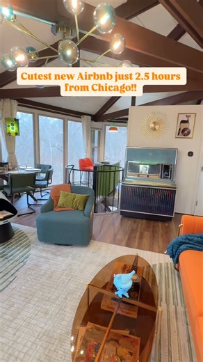 Galena Haven Vacation Home on Instagram: "You’ve got to come check out the Retro Nest, an octagon shaped “treehouse” surrounded by woods in Galena IL. Tag the person who needs to bring you to this adorable house in the Hallmark-like town of Galena! Warm up in the hot tub or build a fire and watch deer walk by! Head into town to a winery or great restaurant! We’d love to host you! #galenaillinois #enjoyeverymoment❤️ #treehouse #unique #vintage"