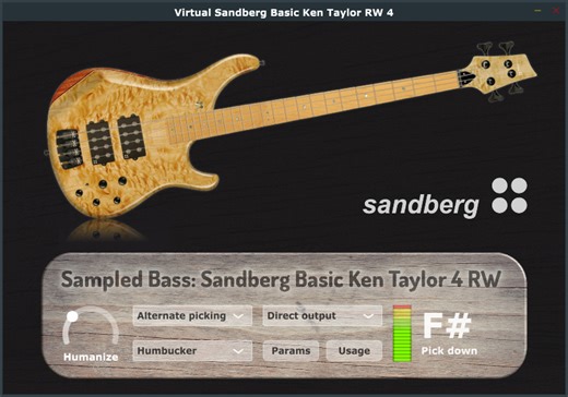 Virtual Sandberg Basic Ken Taylor RW 4 by Pfundstein Audio Plugins - Virtual Bass Guitar Plugin VST3 Audio Unit