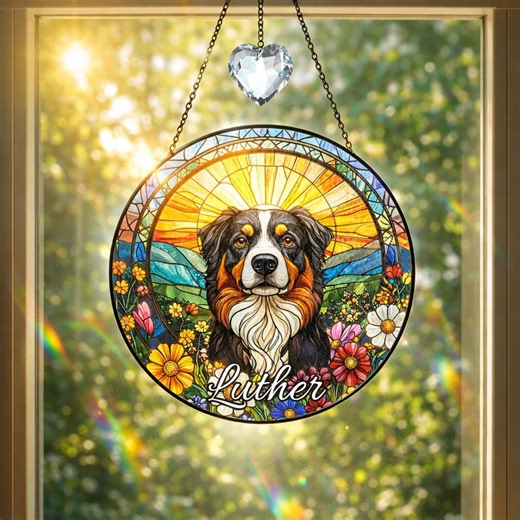 Personalized Dog Portrait Stained Glass Suncatcher, Custom Pet Memorial Stained Glass Photo Suncatcher, Dog Loss Keepsake, Pet Loss Gift - Etsy