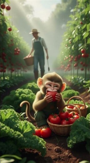 Wild Delight: Watch How Monkeys Eat Homegrown Fruit! (Nature's Treat) #ai #shortsviral