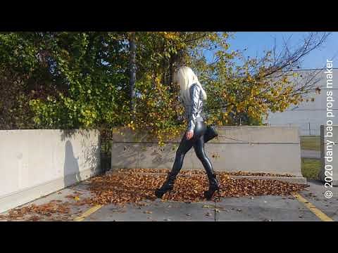DANA LABO - my outfit shiny leggings 3d, pvc boots and mini silver jacket