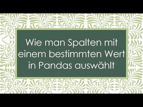 Wie man Spalten mit einem bestimmten Wert in Pandas auswählt